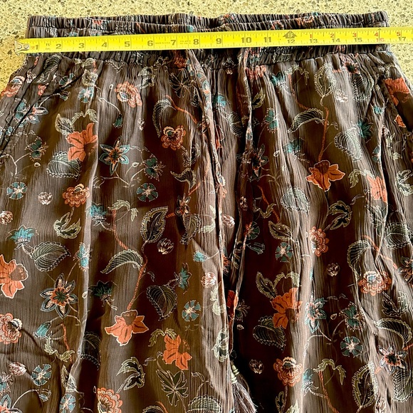 Sundance Misha Pants Floral Wide Leg Gauzy Lined Pull On Tassel Tie Closure - Picture 11 of 16